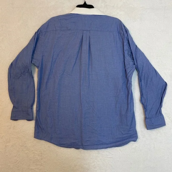 Tommy Hilfiger Men's Blue Gingham Button Down Shirt Size 16 1/2 34-35 Cotton - Picture 9 of 9